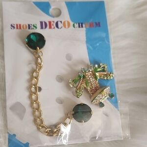 Gold and Green Shoe Charm with Chain